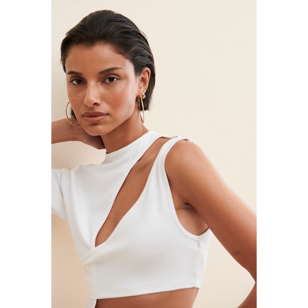 Lioness Wylde White Asymmetrical Cutout Mini Dress One Sleeve Bodycon Small - Picture 3 of 8